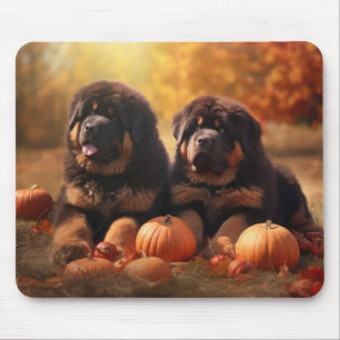 Tibetan Mastiff Puppy Autumn Delight Pumpkin  Mouse Pad