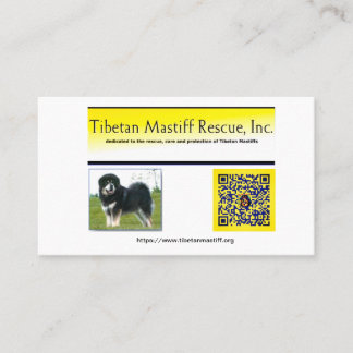 Tibetan Mastiff Rescue, Inc. Information Business Card