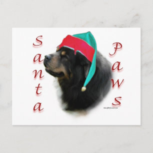 Tibetan Mastiff Santa Paws Holiday Postcard