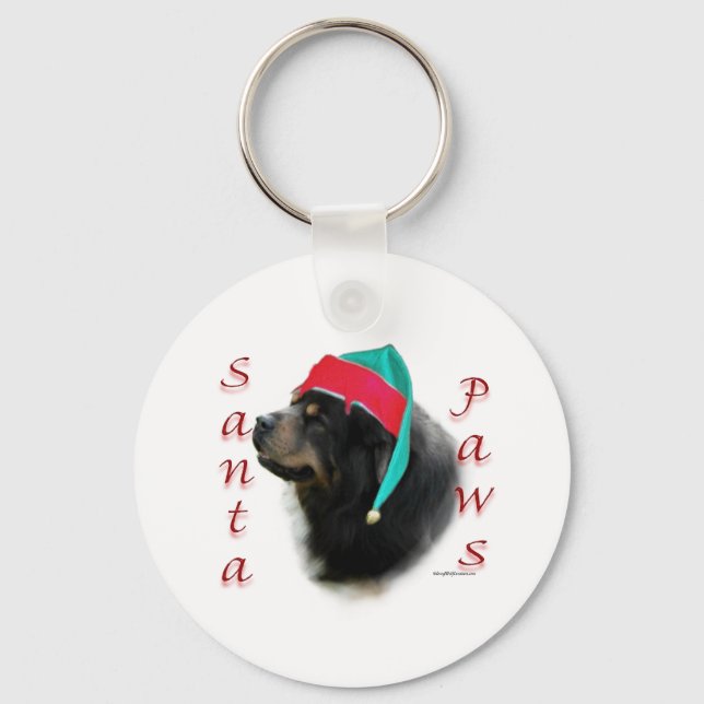 Tibetan Mastiff Santa Paws Key Ring (Front)