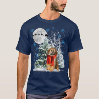 Tibetan Mastiff Under Moonlight Snow Christmas Paj T-Shirt