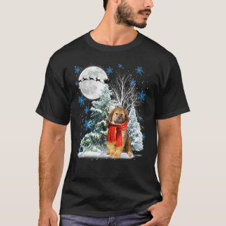 Tibetan Mastiff Under Moonlight Snow Christmas Paj T-Shirt