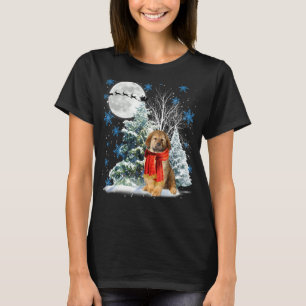 Tibetan Mastiff Under Moonlight Snow Christmas Paj T-Shirt