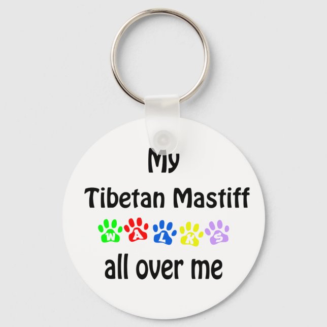 Tibetan Mastiff Walks Design Key Ring (Front)