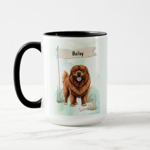 Tibetan Mastiff Watercolor Personalised Dog Mug