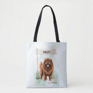 Tibetan Mastiff Watercolor Personalised Dog Tote Bag
