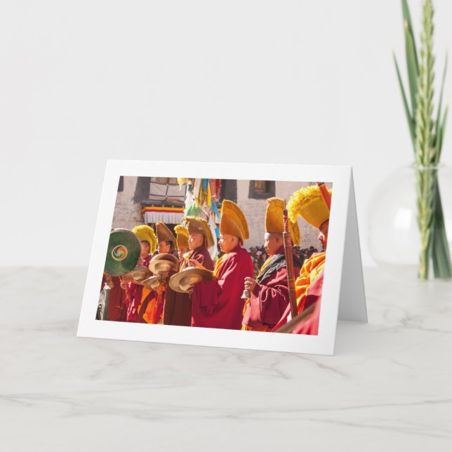 Tibetan Monk Folded Blank Greeting Card (Front)