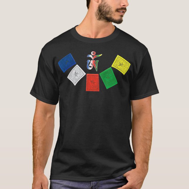 Tibetan OM Prayer Flags T-Shirt (Front)