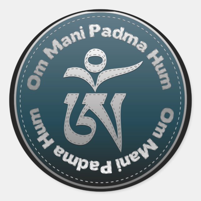 Tibetan Om Stitch Classic Round Sticker (Front)