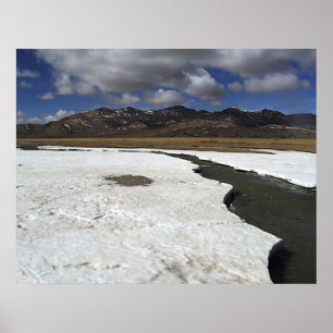 Tibetan Plateau White Snow River Poster