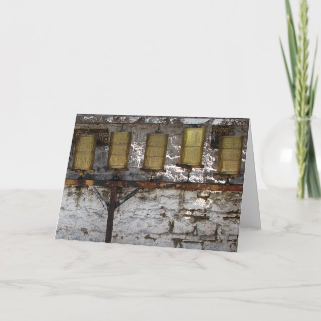 Tibetan prayer wheels greeting card (blank inside) (Front)