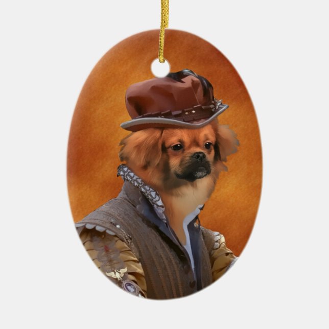 Tibetan Spaniel Baron Ornament (Front)