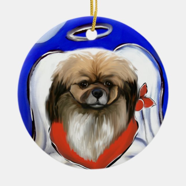 Tibetan Spaniel Ceramic Tree Decoration (Front)