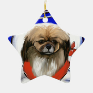 Tibetan Spaniel Ceramic Tree Decoration