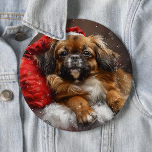 Tibetan Spaniel Dog Christmas Festive 6 Cm Round Badge
