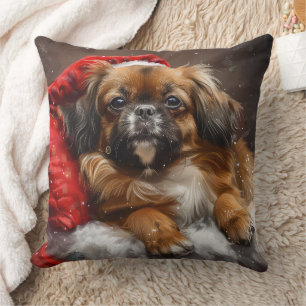 Tibetan Spaniel Dog Christmas Festive Cushion