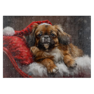 Tibetan Spaniel Dog Christmas Festive Cutting Board
