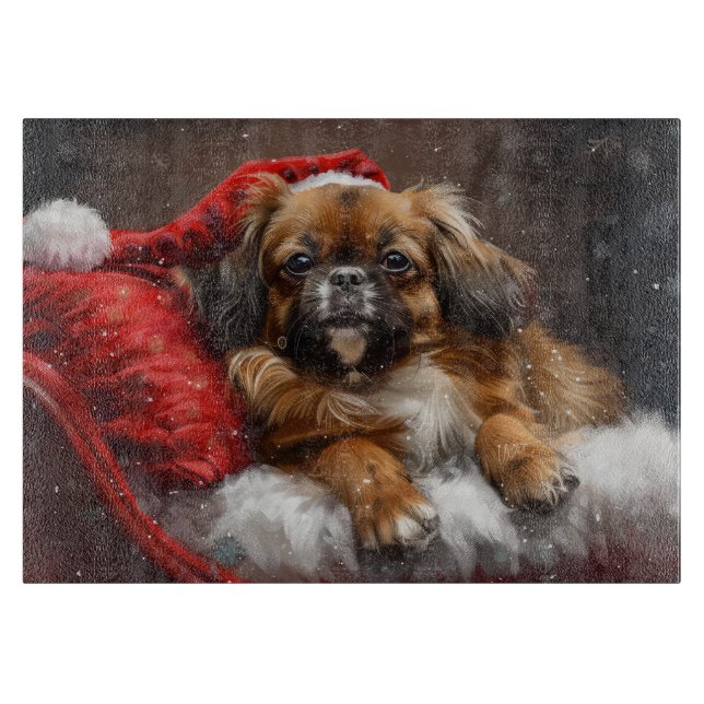 Tibetan Spaniel Dog Christmas Festive Cutting Board (Front)