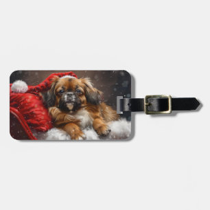 Tibetan Spaniel Dog Christmas Festive Luggage Tag