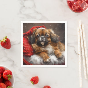 Tibetan Spaniel Dog Christmas Festive Napkin