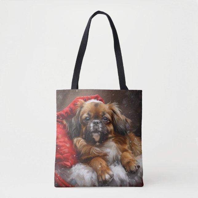 Tibetan Spaniel Dog Christmas Festive Tote Bag (Front)