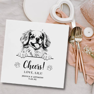 Tibetan Spaniel Dog Drawing Personalised Cheers Napkin