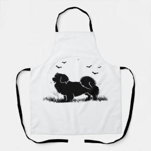 Tibetan Spaniel Dog � Halloween Moon Silhouette Ov Apron