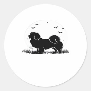 Tibetan Spaniel Dog � Halloween Moon Silhouette Ov Classic Round Sticker