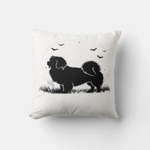 Tibetan Spaniel Dog � Halloween Moon Silhouette Ov Cushion