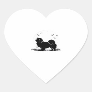 Tibetan Spaniel Dog � Halloween Moon Silhouette Ov Heart Sticker