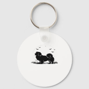 Tibetan Spaniel Dog � Halloween Moon Silhouette Ov Key Ring