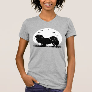 Tibetan Spaniel Dog � Halloween Moon Silhouette Ov T-Shirt