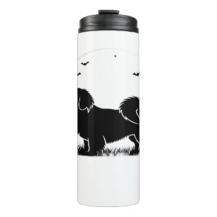 Tibetan Spaniel Dog � Halloween Moon Silhouette Ov Thermal Tumbler