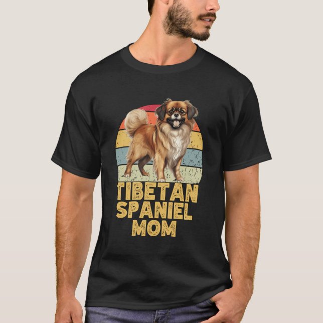 Tibetan Spaniel Dog Mum Retro Funny My Dogs Are My T-Shirt (Front)