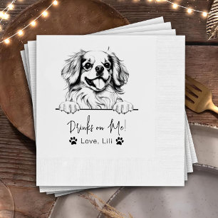 Tibetan Spaniel Dog Personalised Drinks On Me Napkin