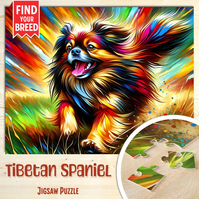 Tibetan Spaniel Dog Portrait Acrylic Art Print Dog Jigsaw Puzzle (Creator Uploaded)