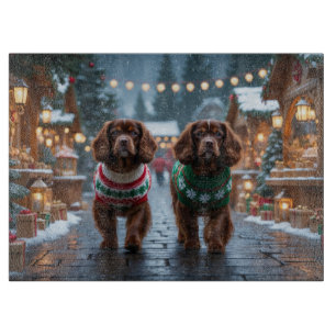 Tibetan Spaniel Dogs Christmas Snow Holiday Cutting Board