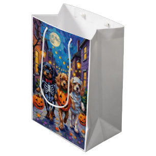 Tibetan Spaniel Dogs In Halloween Costumes Medium Gift Bag