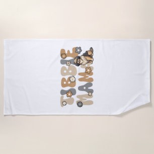 Tibetan Spaniel Groovy Tibbie Mama Beach Towel