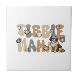 Tibetan Spaniel Groovy Tibbie Mama Ceramic Tile