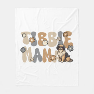 Tibetan Spaniel Groovy Tibbie Mama Fleece Blanket