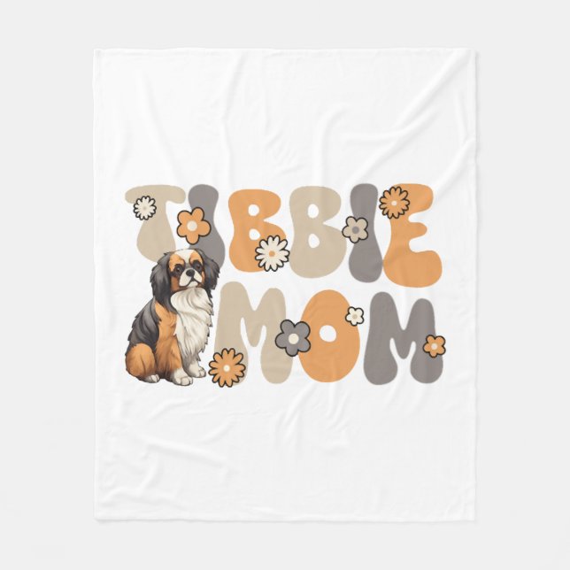 Tibetan Spaniel Groovy Tibbie Mum Fleece Blanket (Front)