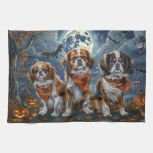 Tibetan Spaniel Halloween Spooky  Tea Towel