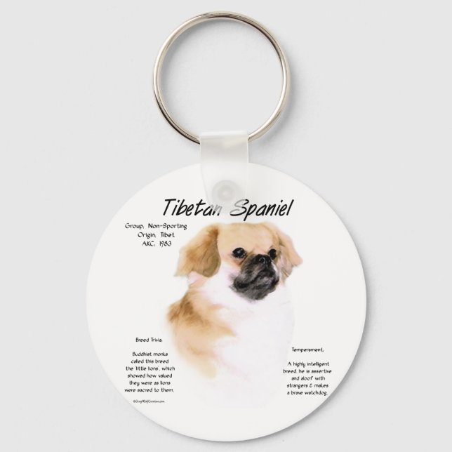 Tibetan Spaniel History Design Key Ring (Front)