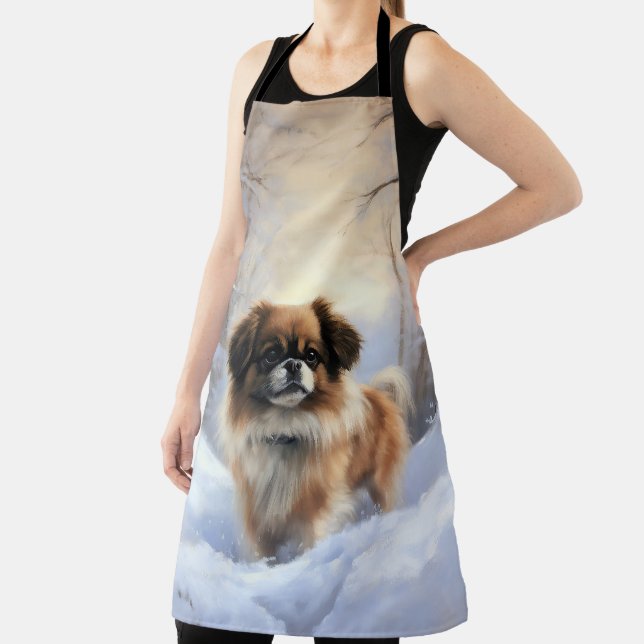 Tibetan Spaniel Let It Snow Christmas  Apron (Insitu)