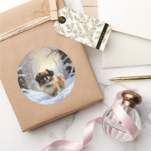 Tibetan Spaniel Let It Snow Christmas  Classic Round Sticker