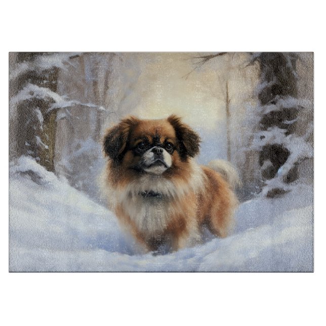 Tibetan Spaniel Let It Snow Christmas  Cutting Board (Front)