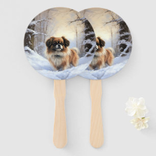 Tibetan Spaniel Let It Snow Christmas  Hand Fan