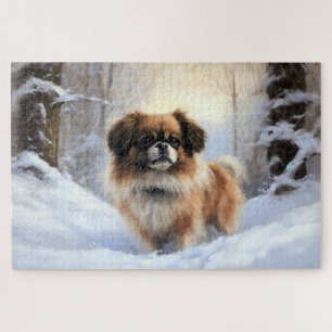 Tibetan Spaniel Let It Snow Christmas  Jigsaw Puzzle