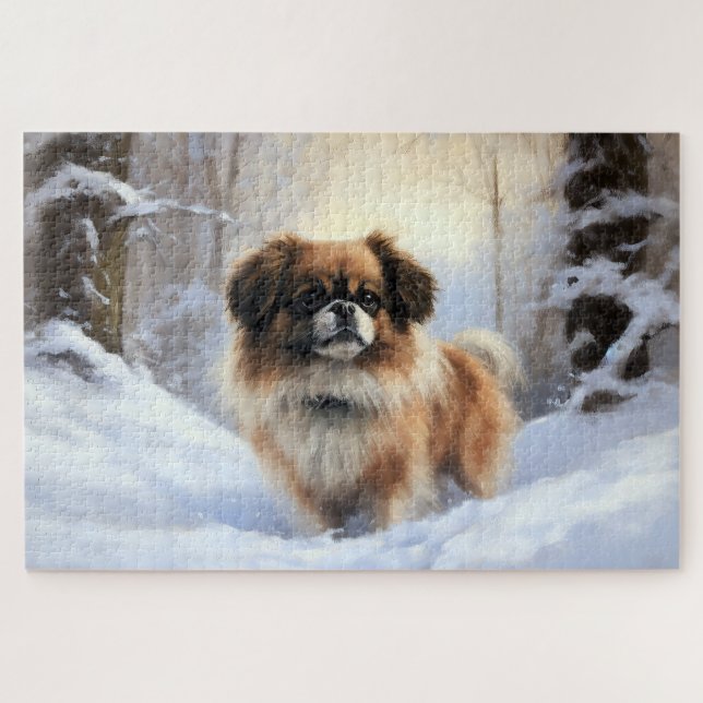 Tibetan Spaniel Let It Snow Christmas  Jigsaw Puzzle (Horizontal)
